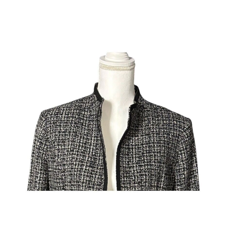 Vintage Harold’s Tweed Blazer Size 10 Pockets Wool Blend Black Fringe Workwear - Picture 5 of 12